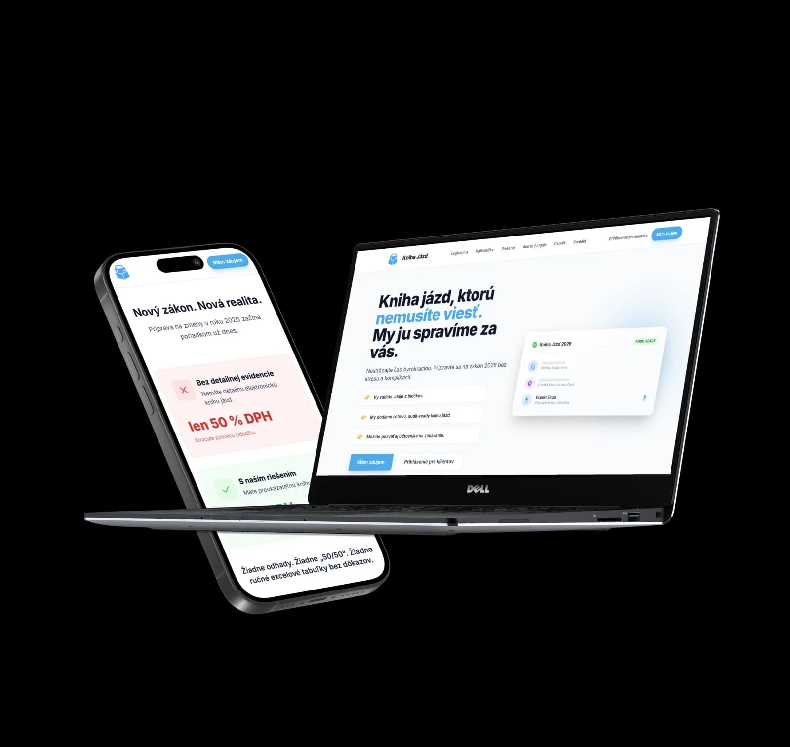 Web eKniha jázd zobrazený na mobile a notebooku