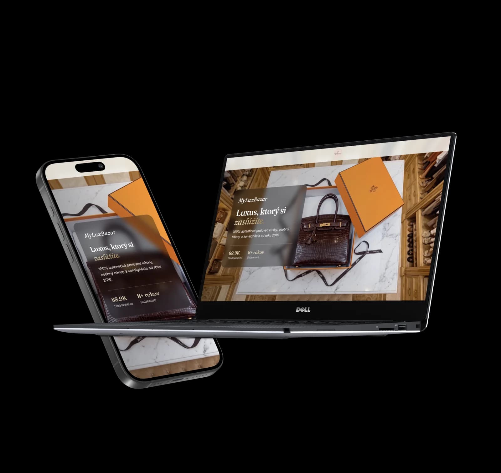Marketplace MyLuxBazar na mobile a notebooku
